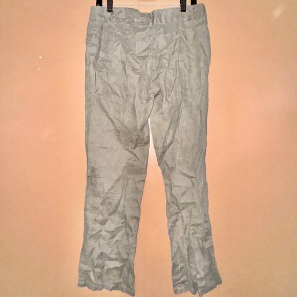 H&M 100% Linen Taupe Green Women's Pants - Size 12 - Excellent Condition - Picture 8 of 9